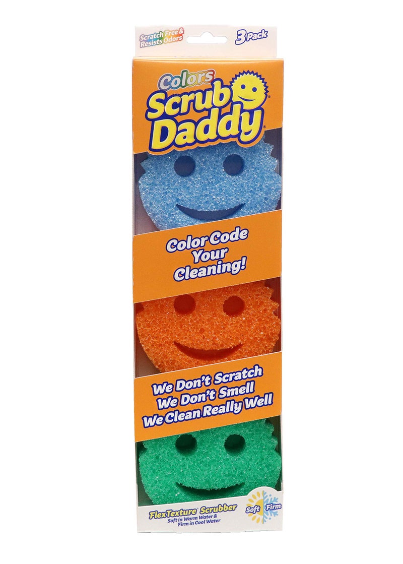 Scrub Daddy Scrub Daddy Color Sponges ScratchFree Multipurpose Dish Sponge Color Variety Pack BPA Free Made with Polymer Foam Stain Odor Resistant Kitchen Sponge 3 Count