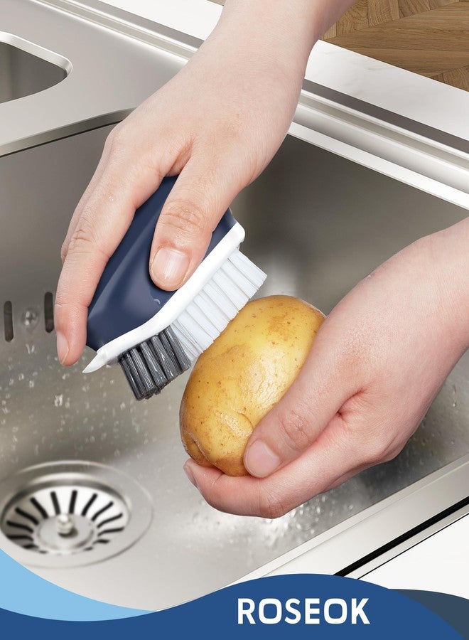 ROSEOK Potato Scrubber and Veggie Brush, Self-Standing Kitchen Brush for Fruit and Vegetable Cleaning, Navy Blue, 2 Pack - Image 4