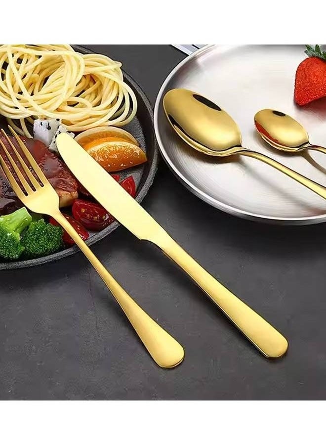 keke 24 Piece Stainless Steel Cutlery Set with Sleek Mirror Finish Includes Knives Forks Spoons and Teaspoons for Dinner and Gift Use - Image 3