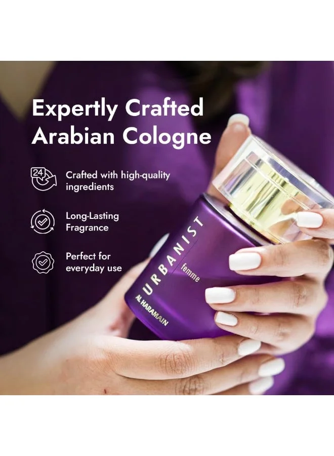 Al Haramain  Al Haramain Urbanist Femme | Women’s Perfume | Long-Lasting Fragrance | Musk, Amber Notes | Eau De Parfume | Everyday Use & Gifting for her | Premium Ladies Perfume | 100ml for Women | Best Price UAE