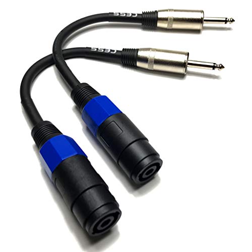 CNCESS CESS-005 Speakon Female Connector To 1/4" Male TS Speaker Cable - Speak-on Jack To 1/4 TS Plug - 2 Pack - Image 1