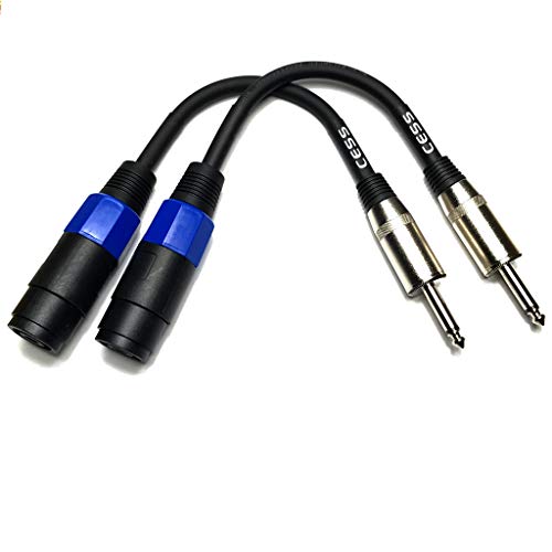 CNCESS CESS-005 Speakon Female Connector To 1/4" Male TS Speaker Cable - Speak-on Jack To 1/4 TS Plug - 2 Pack - Image 2