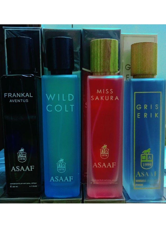 ASAAF - PACKAGE ASAAF ( MISS SAKURA + WILD COLT + GRIS ERIK+FRANKEL AVENTUS ) 4*PCS-200 ML - Image 1