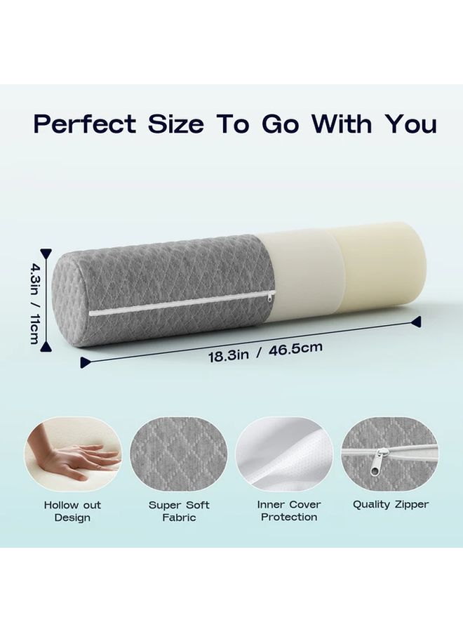 Gray Cylindrical Pillow Medium Soft Ergonomic Support Neck Back Hips Legs Machine Washable Versatile Cushion Travel Yoga Office - Image 3
