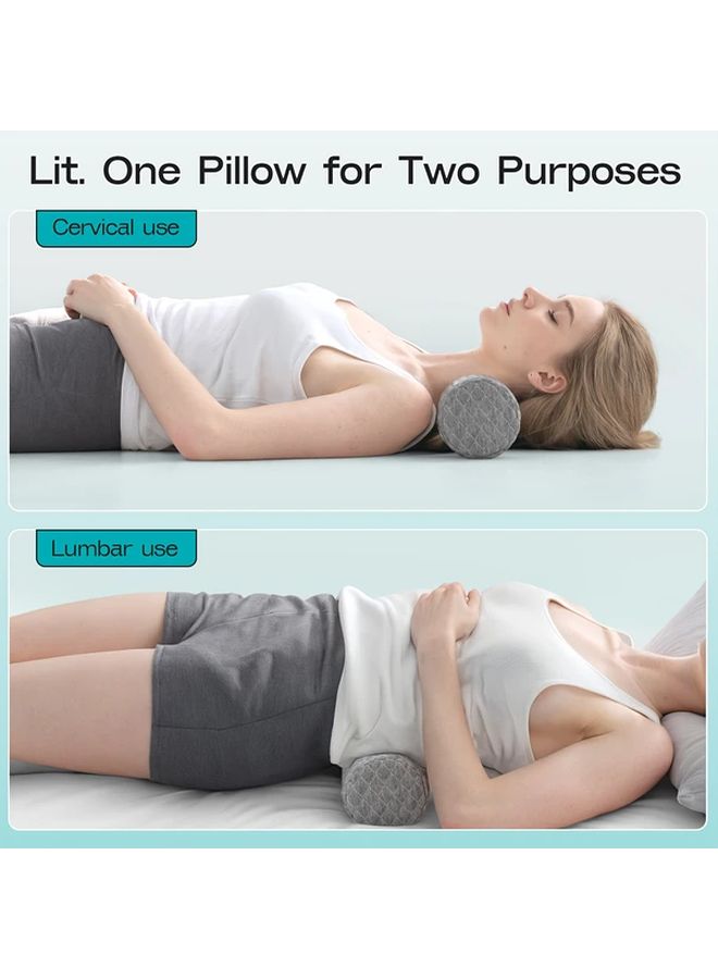 Gray Cylindrical Pillow Medium Soft Ergonomic Support Neck Back Hips Legs Machine Washable Versatile Cushion Travel Yoga Office - Image 5