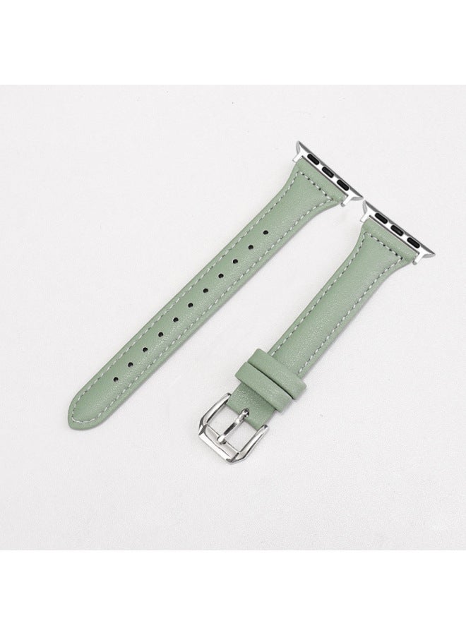 MSSM حزام مناسب لساعة آبل الذكية iWatch 4/5/6/7/8/ألترا، من الجلد الطبيعي عالي الجودة، تصميم نحيف وأنيق خاص بالرجال، مشبك خفيف الوزن - Image 1