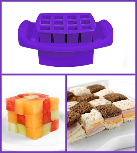 FunBites Food Cutter Purple Squares, Sandwich Cutter for Kids, Bento Lunch Box Accessory Cuts Food into Bite-Size Shapes, Great for picky eaters. - Image 2