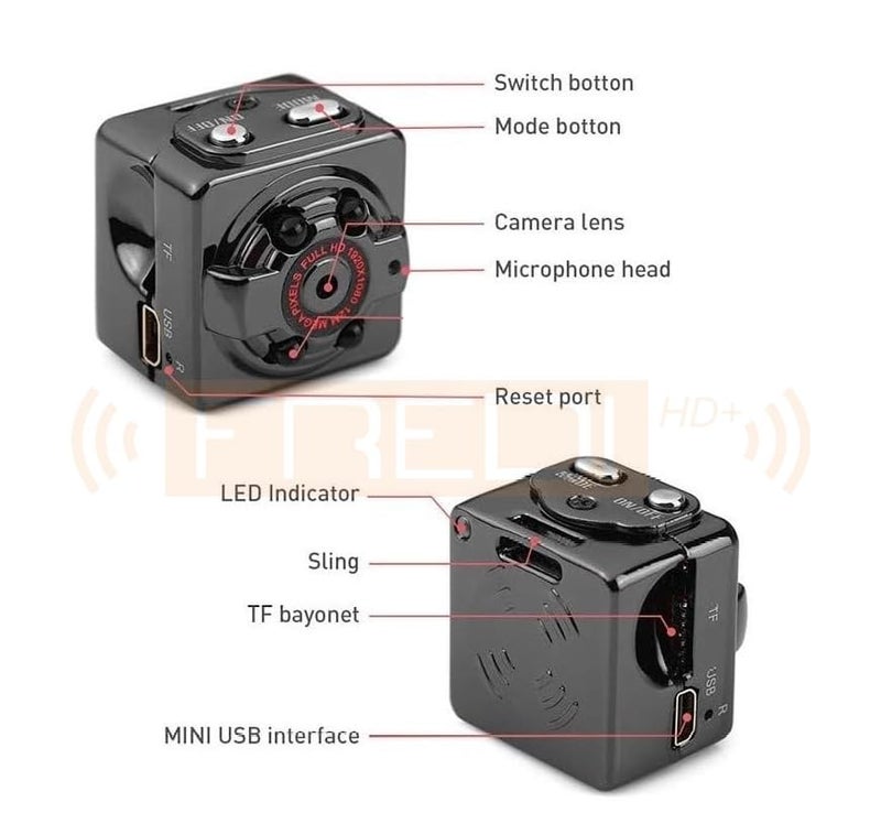 FREDI HD PLUS SQ8 Mini Camera 1080P HD | Portable Small Cam | Motion Detection | Built-in Rechargeable Battery | Indoor Home & Office Use - Image 3