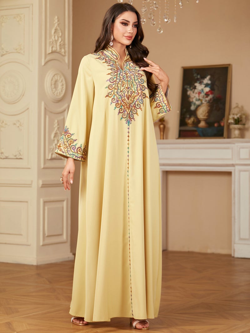 monica fashion Fashionable Embroidered Jalabiya Dress for Women - Image 4