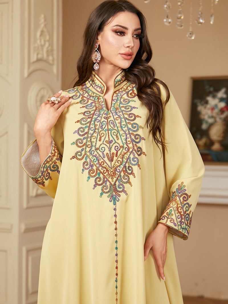 monica fashion Fashionable Embroidered Jalabiya Dress for Women - Image 5