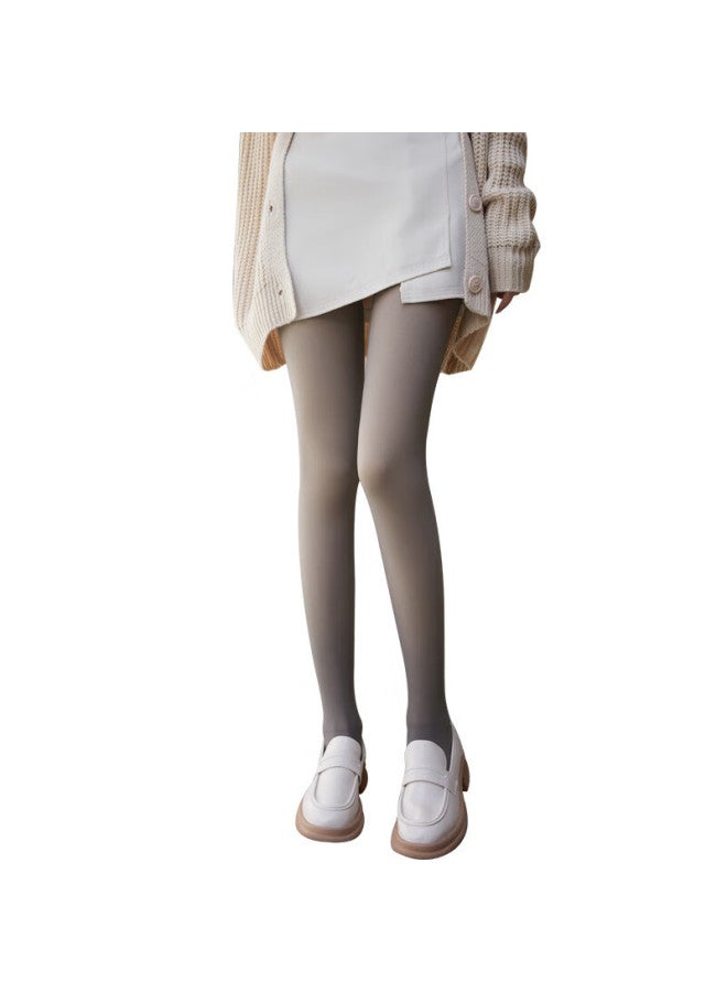 Kj Women's High-waist Autumn Winter Thickened Fleece-lined Faux Sheer Nude Effect Warm Leggings Tights - Image 3
