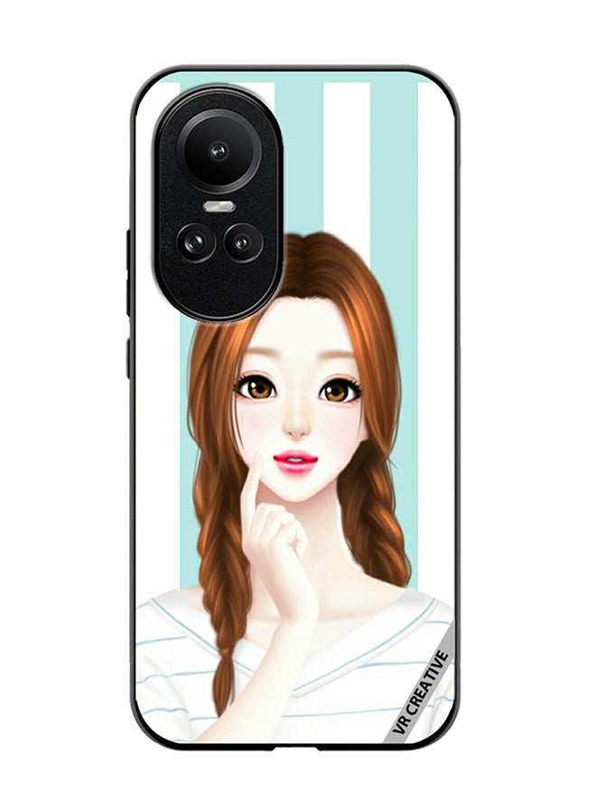 VR CREATIVE Protective Case Cover For Oppo Reno 10 Pro Thinking Girl Design Multicolour - Image 1