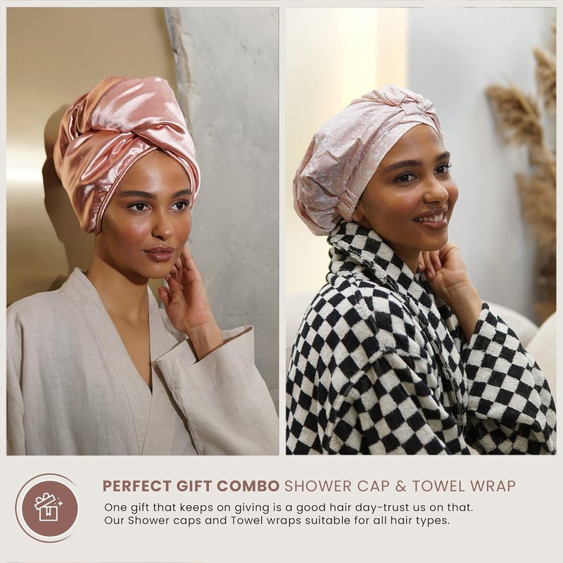 SMPL objects Reusable Shower Cap for Women Reusable Waterproof – Leakproof, Nonslip Hair Cap for Shower Flexiband – Soft, Breathable, Durable Christmas Shower Caps by (Blush) - Image 5