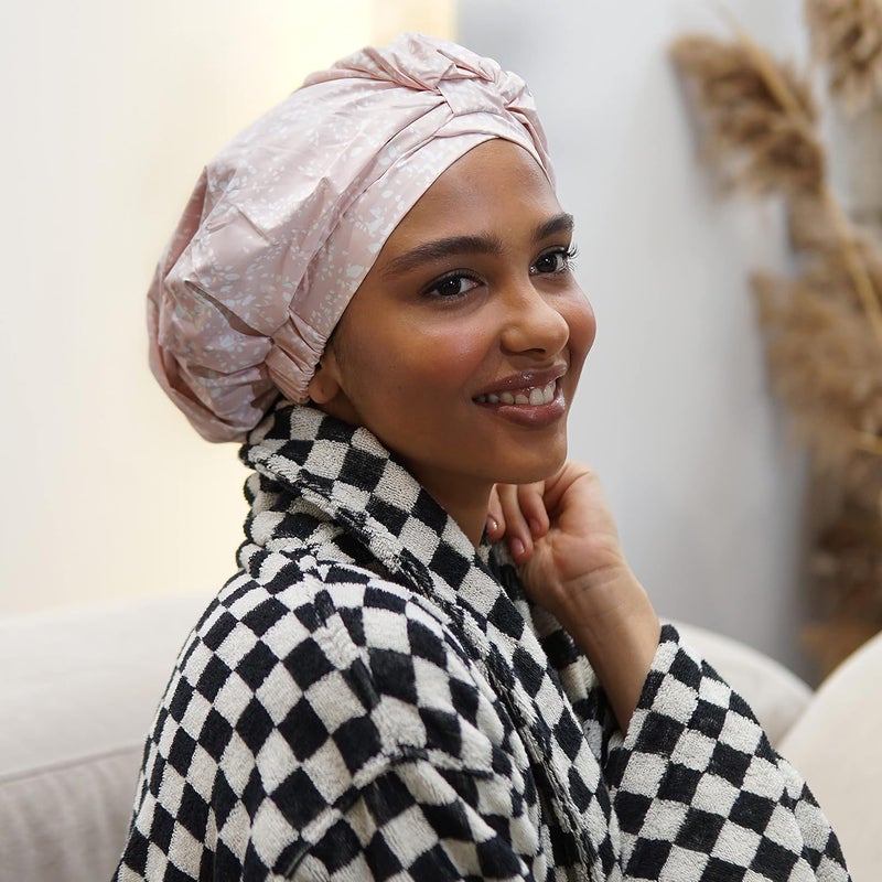 SMPL objects Reusable Shower Cap for Women Reusable Waterproof – Leakproof, Nonslip Hair Cap for Shower Flexiband – Soft, Breathable, Durable Christmas Shower Caps by (Blush) - Image 3