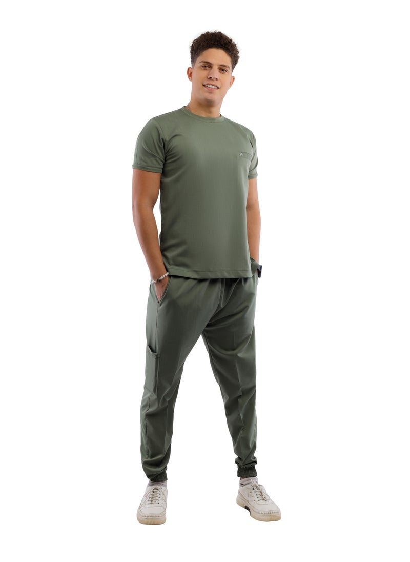 APEX Sportive  Scrub 1/2 Sleeve Male Olive Medi-Tex _cote  - Image 1