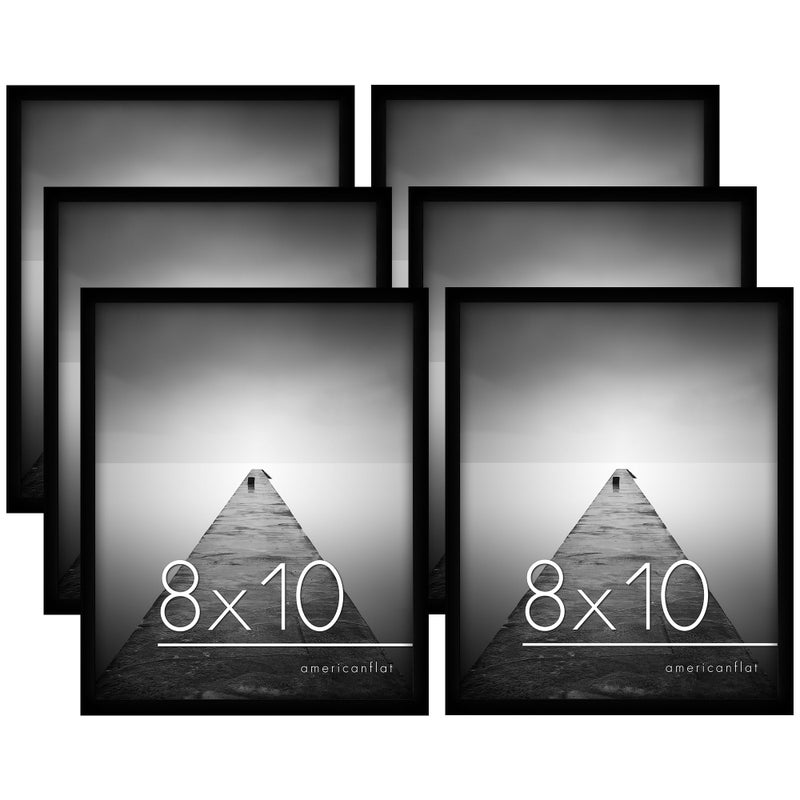 Americanflat 8x10 Picture Frame with Shatter-Resistant Glass - Set of 6 - Galleria Collection - Picture Frames for Tabletop and Wall Display - Black - Image 1