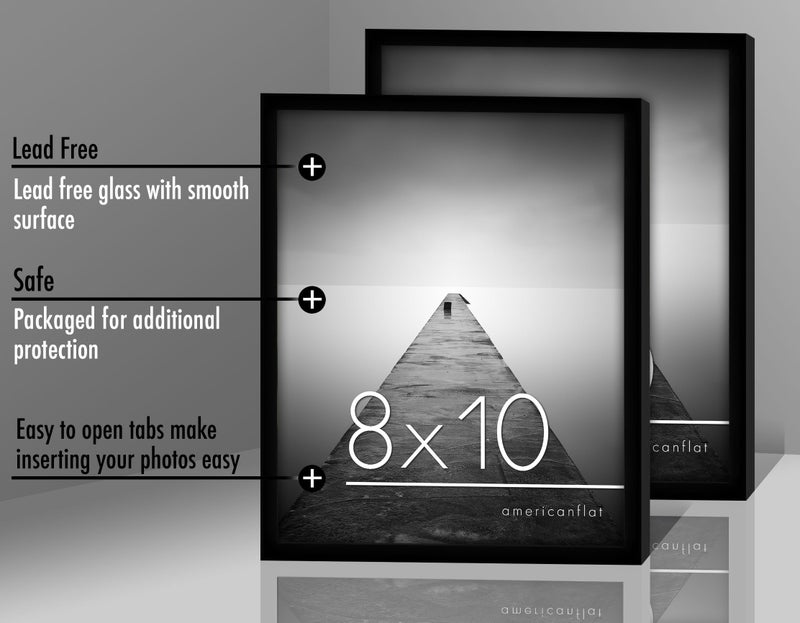 Americanflat 8x10 Picture Frame with Shatter-Resistant Glass - Set of 6 - Galleria Collection - Picture Frames for Tabletop and Wall Display - Black - Image 4