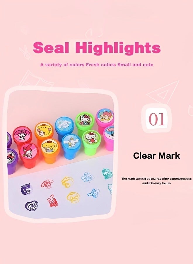 Sanrio 12 Pieces Sanrio Character Stamps for Kids Self-Ink Washable Stampers Toys for Children Crafts Party Favor School Prizes Birthday Gift Learn Props - Image 5