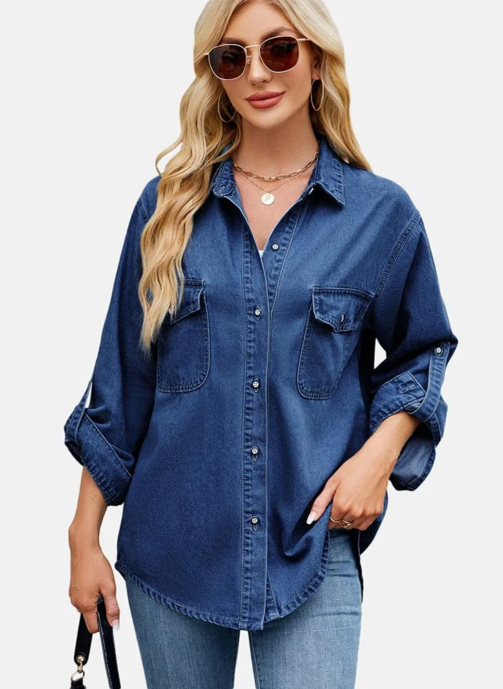 يونيكي Blue Plain Regular Fit Shirt