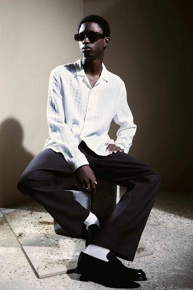 H&M Regular Fit Jacquard-weave resort shirt