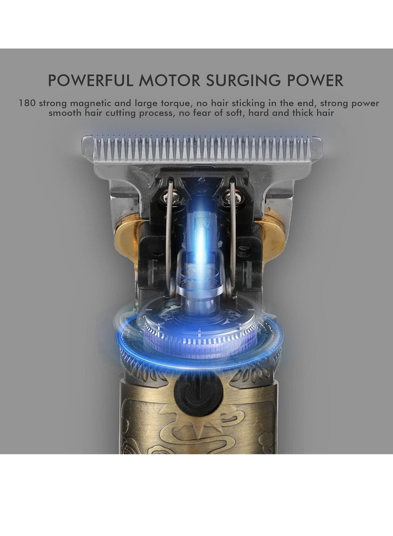 Upgraded Hair Trimmer Beard Clippers for Men Professional USB Electric Hair Clippers Hair Cutting T Blade Gold Trimmers Pro Li Cordless Outliner Zero Gaped Rechargeable Retro Trimmer LED Display - Image 2