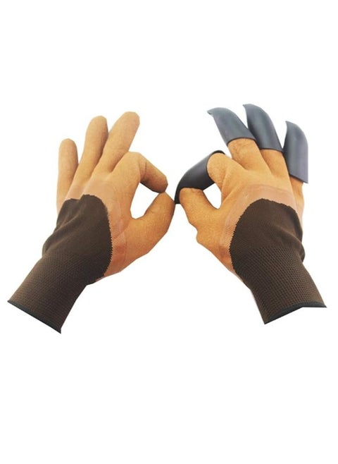 Gardening gloves with claws used for digging and planting, made of waterproof plastic materials, specially designed to assist gardeners in their work.