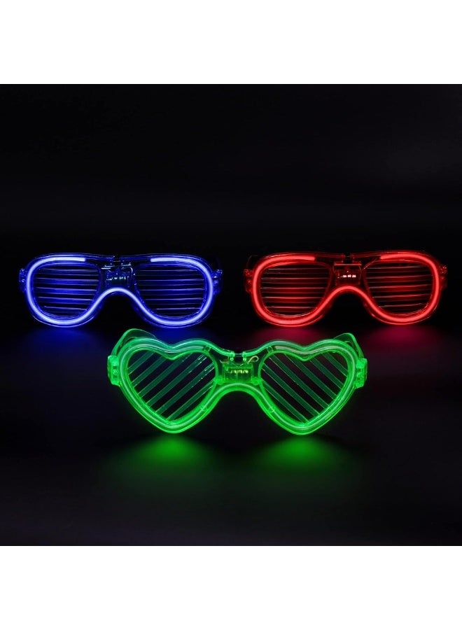 Bukela 3 Pcs LED Glasses,Glow in the Dark,3 Light Modes,Reusable for Kids & Adults Parties - Image 1