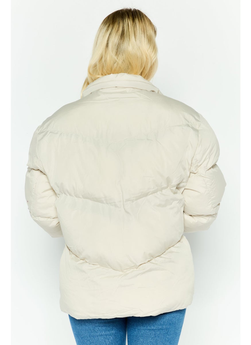 Asos Design - Women Plain Puffer Jacket, Beige - Image 1