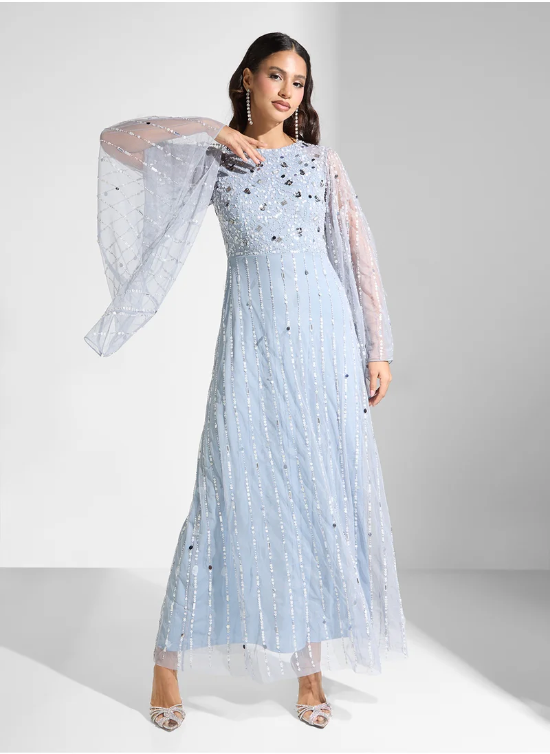 اميليا روز Embellished Batwing Sleeves Maxi Dress