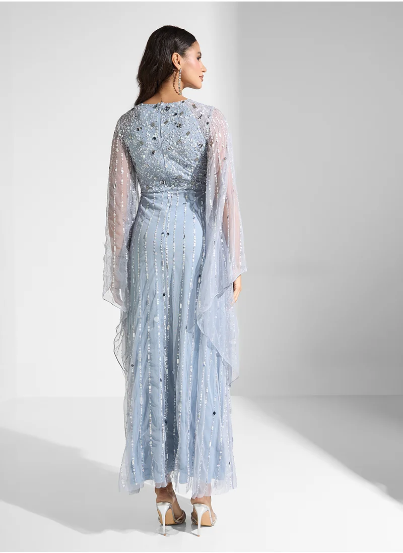 اميليا روز Embellished Batwing Sleeves Maxi Dress