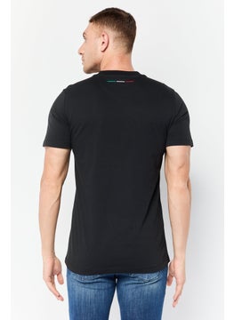 LAMBORGHINI Men Crew Neck Short Sleeves Brand Logo T-Shirt, Black  - Image 2