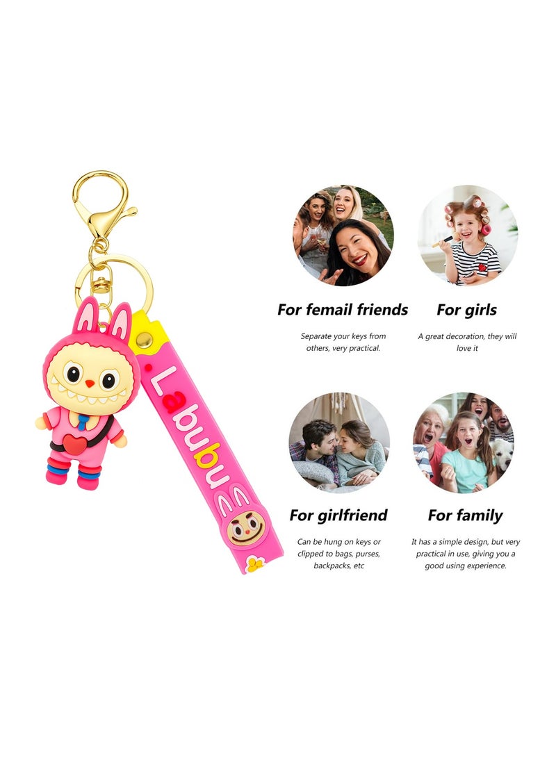Labubu Cartoon Keychain with Silicone Strap & Metal Buckle | 3D PVC Pendant Key Holder | Cute Bag Charm for Keys, Backpacks, Purses, Office & Car Accessories | Durable, Scratch-Resistant & Lightweight - Image 2