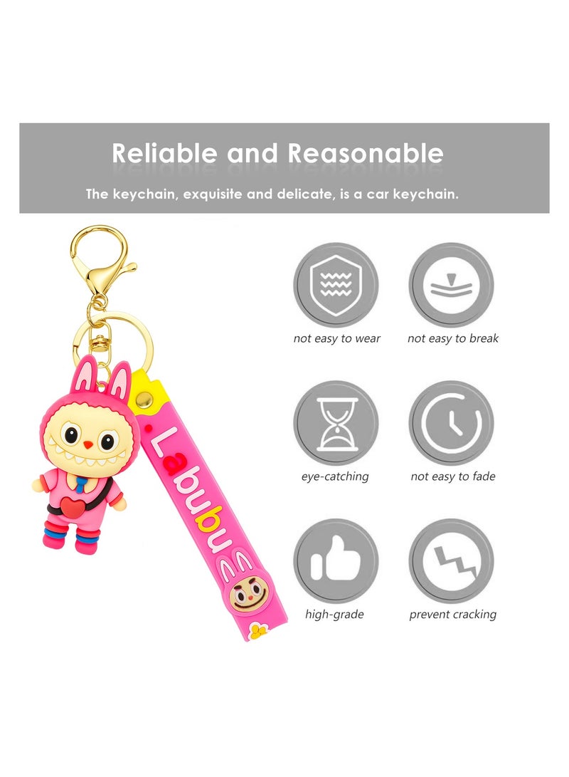 Labubu Cartoon Keychain with Silicone Strap & Metal Buckle | 3D PVC Pendant Key Holder | Cute Bag Charm for Keys, Backpacks, Purses, Office & Car Accessories | Durable, Scratch-Resistant & Lightweight - Image 3