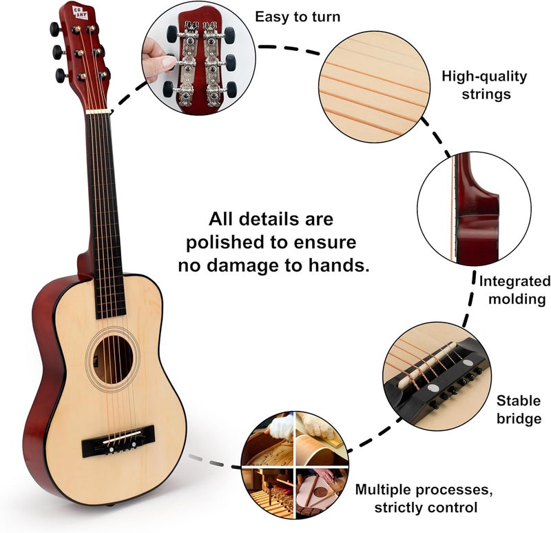 CB SKY 30" Wooden Acoustic Guitar for Kids/Boys/Girls/Beginners/Guitar for age 3-5 5-9 Natural - Image 3