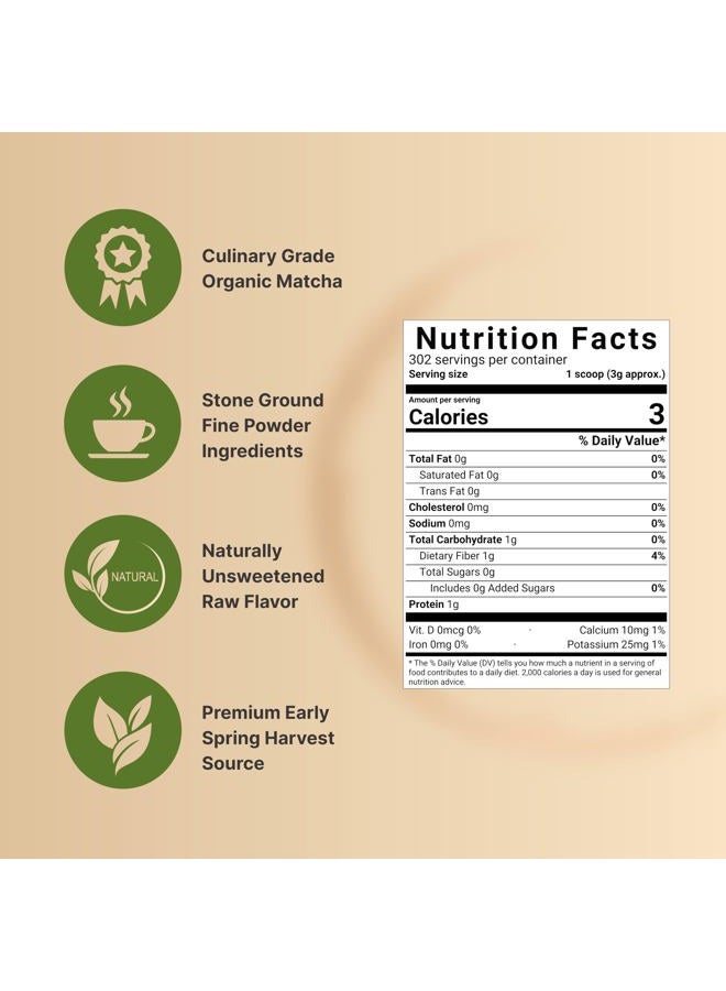 NatureBell Organic Matcha Green Tea Powder, 2 Pounds | Unsweetened with Zero Sugar, Culinary Grade, Potent Early Harvest, Fine Stone Ground – Vegan, All Purpose, Great for Matcha Latte - Image 2