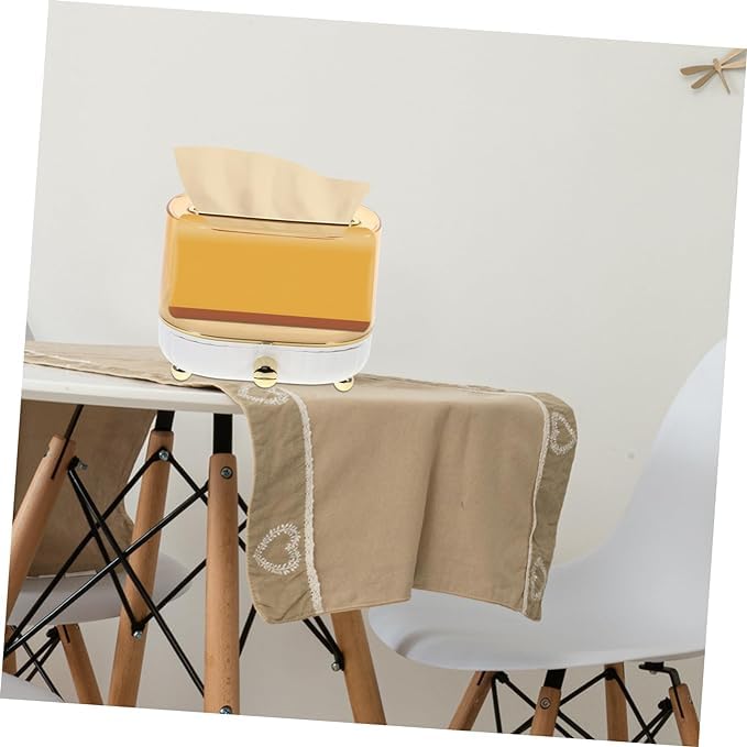 waqif Home Tissue Box Cover Luxury Paper Towel Box Living Room Highend Creative MultiFunction Remote Control Restaurant Napkin Paper Box Tissue Holder Yellow - Image 4
