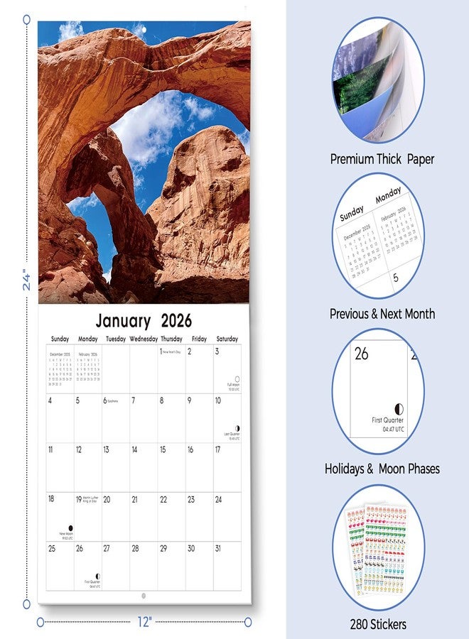 SKYDUE 2026 Wall Calendar 12" x 12", 14-Month Calendar National Parks - Image 4