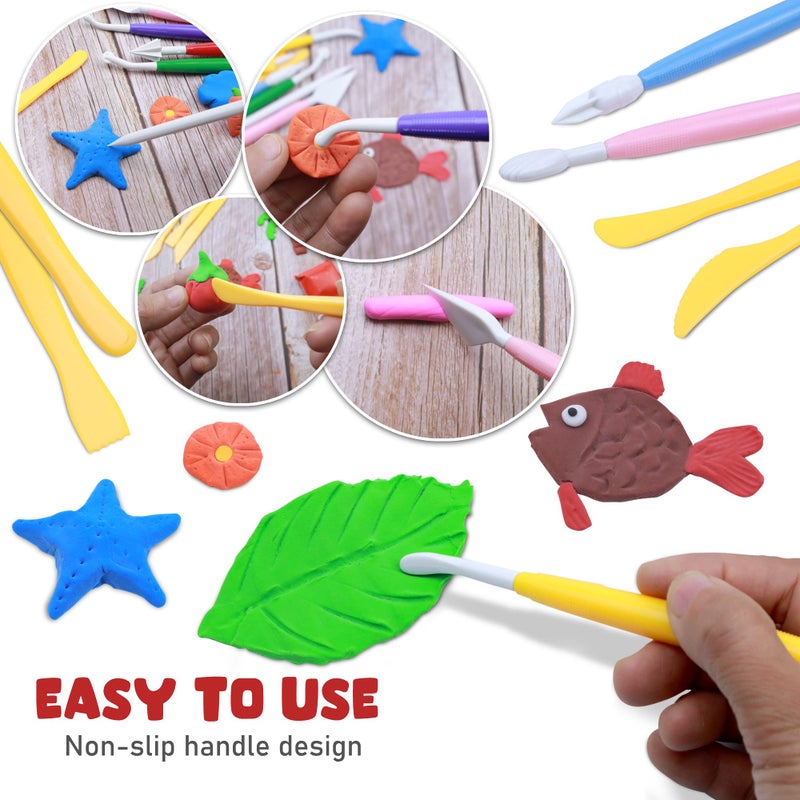 DUGATO Clay Sculpting Tools (17pc Set) - Double-Sided Plastic Modeling Kit for Polymer Clay, Pottery, Fondant & Cake Decorating - Art & Craft Supplies for Beginners & Artists - Image 4