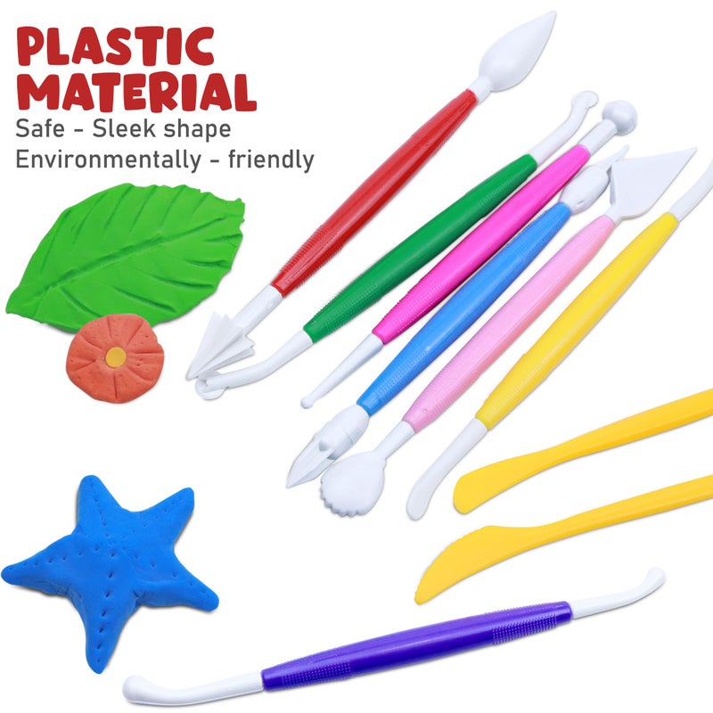 DUGATO Clay Sculpting Tools (17pc Set) - Double-Sided Plastic Modeling Kit for Polymer Clay, Pottery, Fondant & Cake Decorating - Art & Craft Supplies for Beginners & Artists - Image 2