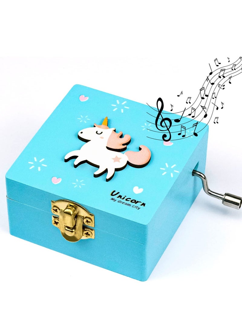 واي آند دي Handmade Unicorn Wooden Music Box, Hand Cranked Mini Antique Carved Musical Box Gift for Teens Adults, Kids, Boys, Girls, Friends - Image 1