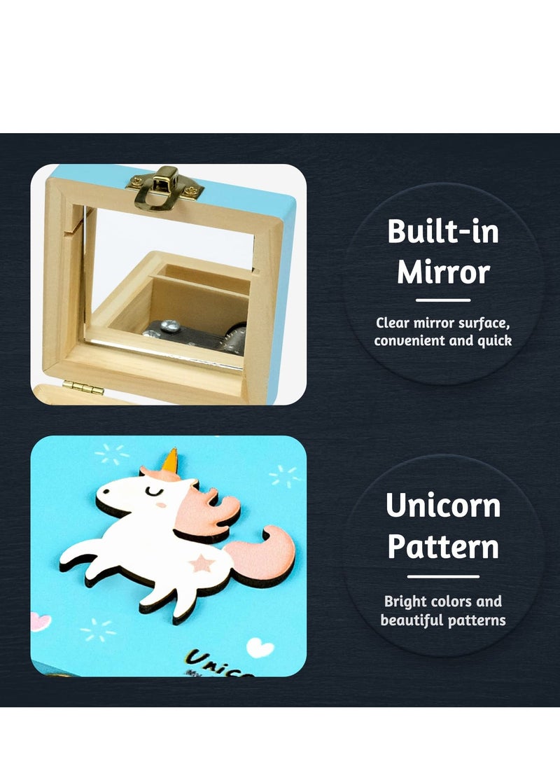 واي آند دي Handmade Unicorn Wooden Music Box, Hand Cranked Mini Antique Carved Musical Box Gift for Teens Adults, Kids, Boys, Girls, Friends - Image 5
