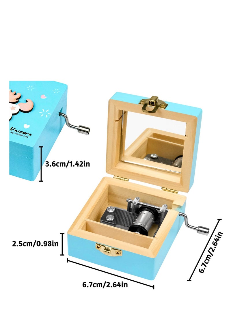 واي آند دي Handmade Unicorn Wooden Music Box, Hand Cranked Mini Antique Carved Musical Box Gift for Teens Adults, Kids, Boys, Girls, Friends - Image 2