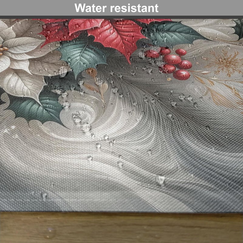 Ambesonne Christmas Place Mats Set of 4 Delicate Poinsettia Flowers and Toyon Xmas Berries with Feathers Washable Fabric Placemats for Dining Table Standard Size Slate Blue and Dark Coral - Image 5