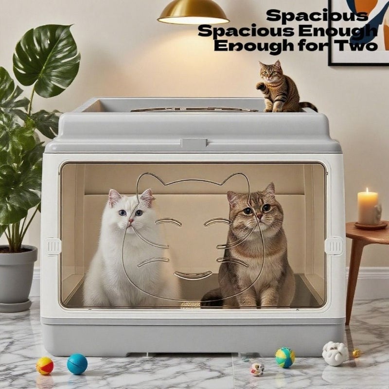 Gray Self Cleaning Cat Litter Box with Drawers Full Coverage Easy Clean Design - Image 2