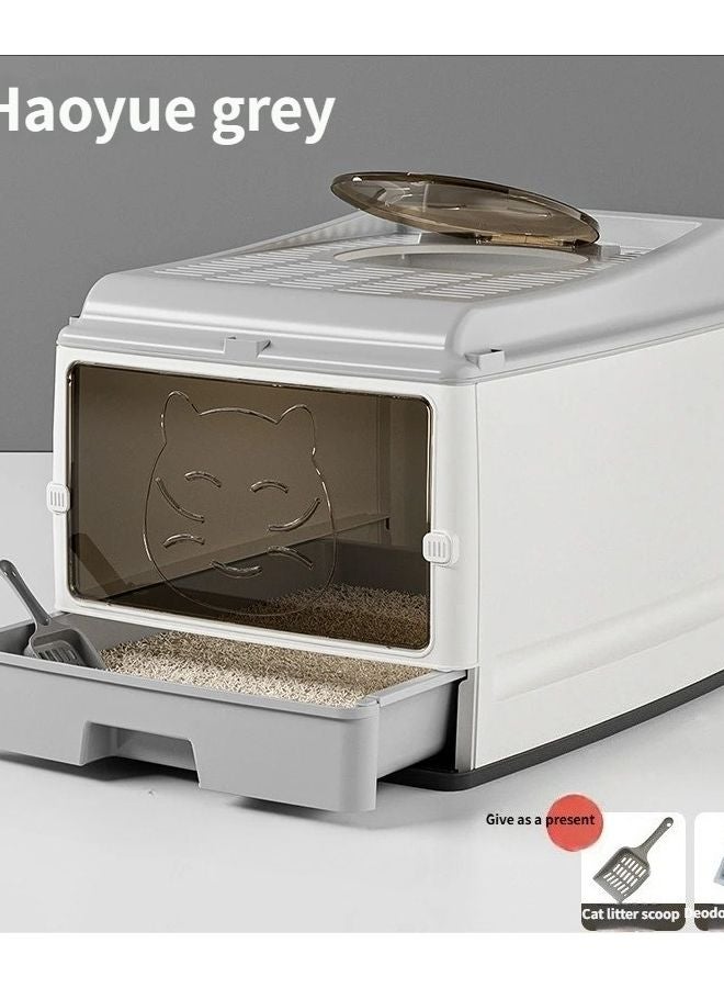 Gray Self Cleaning Cat Litter Box with Drawers Full Coverage Easy Clean Design - Image 4
