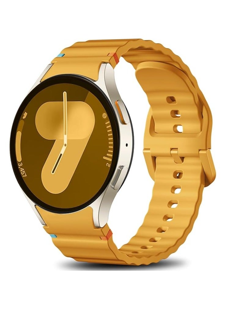 Compatible with Samsung Galaxy Watch 7 Str.ap 40 mm 44 mm - 2025 Upgraded No Gap Sport Silicone Strap for Galaxy 6 5 4 FE, 20 mm Strap for Watch Classic/Pro,  (Yellow) - Image 1