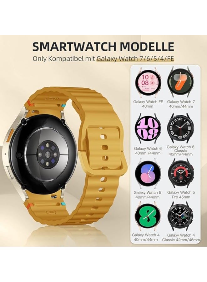 Compatible with Samsung Galaxy Watch 7 Str.ap 40 mm 44 mm - 2025 Upgraded No Gap Sport Silicone Strap for Galaxy 6 5 4 FE, 20 mm Strap for Watch Classic/Pro,  (Yellow) - Image 2