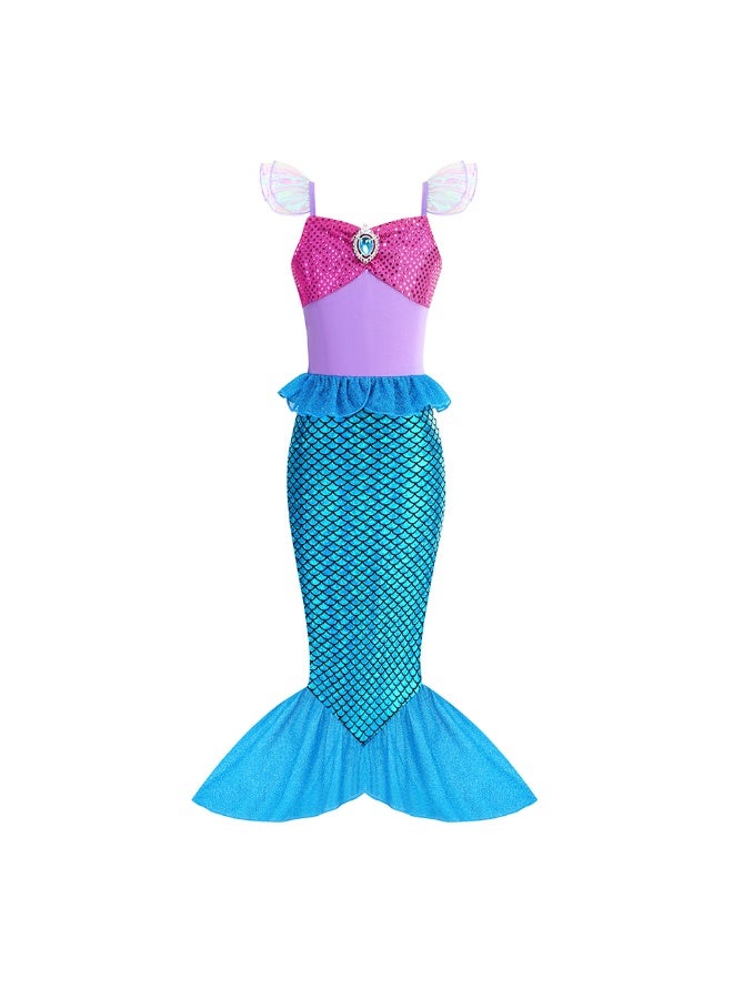 NIBEMINENT Mermaid princess dress collection, Ariel wig children's mermaid fishtail dress, European and American style children's dress - Image 1