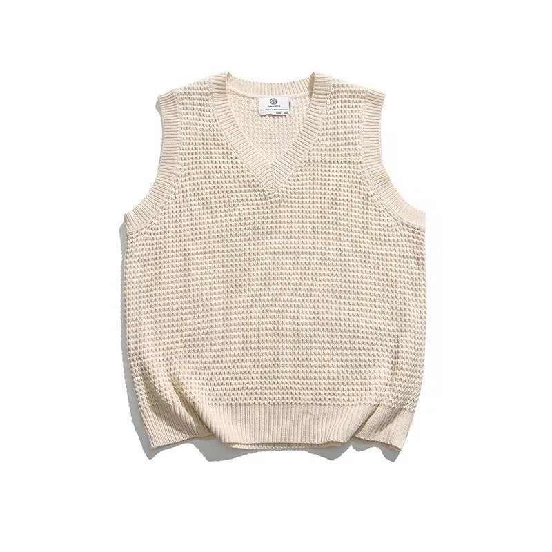 Autumn 2023 Korean-Style Artistic Knitted Vest Men'S And Women'S Simple Loose Casual Fashion V-Neck Solid Color Vest Vest - Image 4