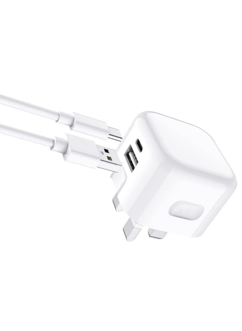 ELTRAZONE Galaxy A04 / A04s / A04 Core USB C Charger Plug 20W Dual Port USB C Fast Charger PD&QC 3.0 USB C Charging Plug Power Delivery Wall Adapter For Samsung Galaxy A04 / A04S / A04 Core (WHITE) - Image 4